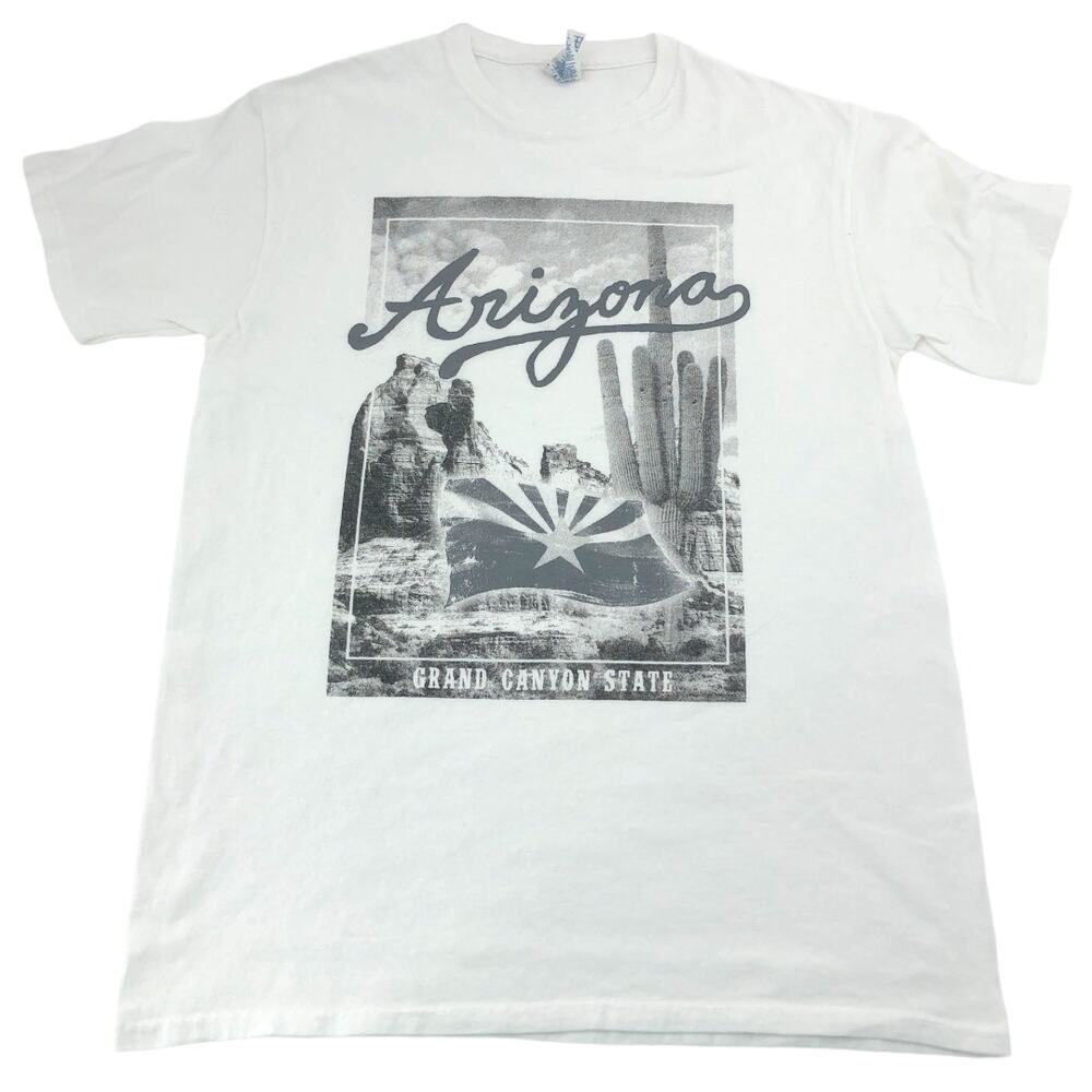 Delta MEDIUM White Arizona Grand Canyon State Tee Shirt T-Shirt Preshrunk Cotton